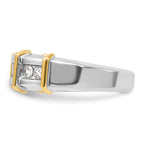 14k Two-tone Mens Polished 7-Stone Ring Mounting, Mounting Only - Sophia Jewelers
