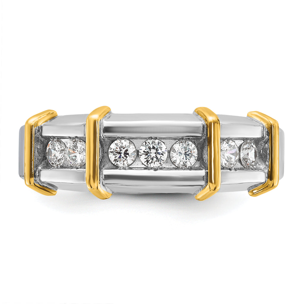 14k Two-tone Men's Polished 7-Stone 1/2 Carat AA Quality Diamond Ring - Sophia Jewelers