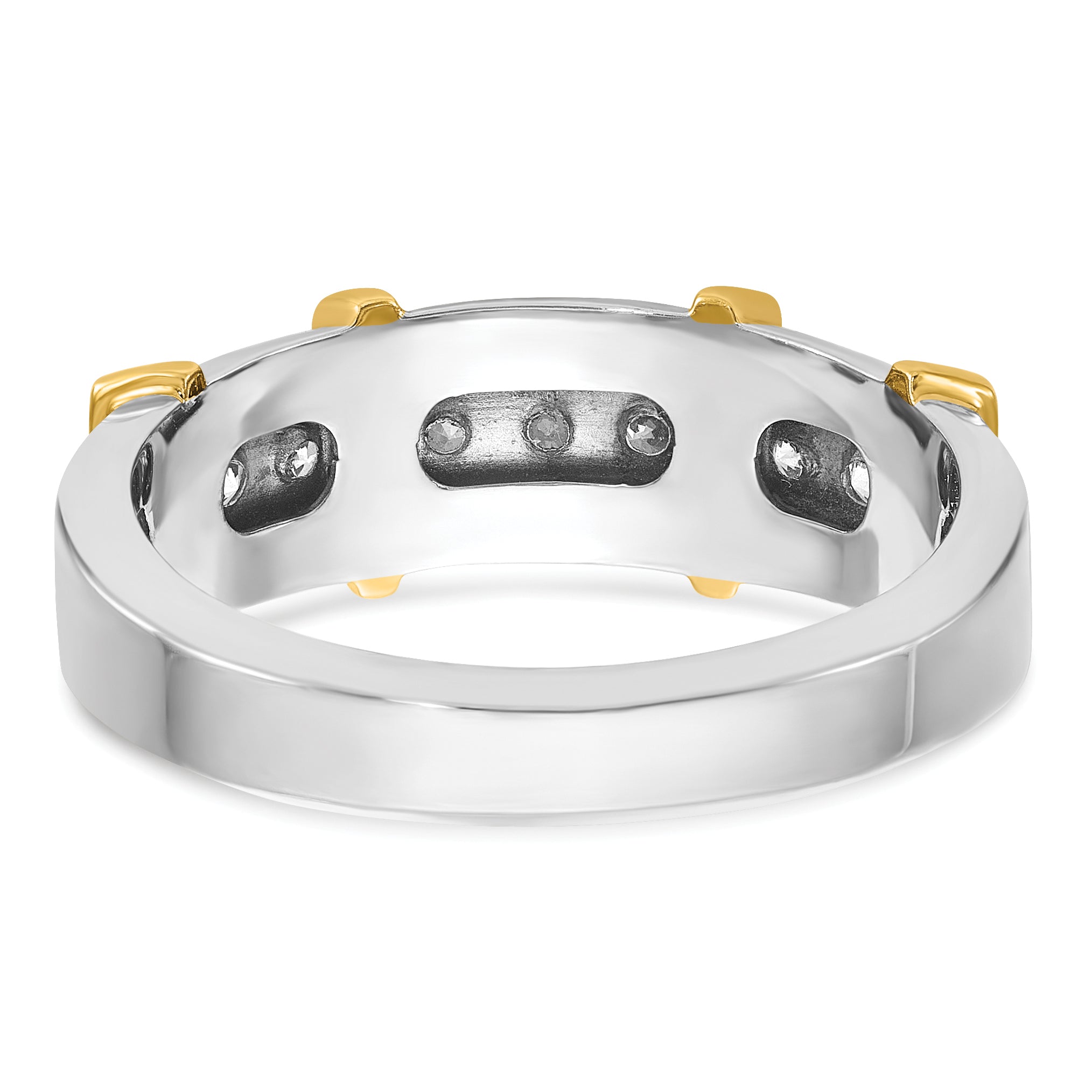 14k Two-tone Men's Polished 7-Stone 1/2 Carat AA Quality Diamond Ring - Sophia Jewelers