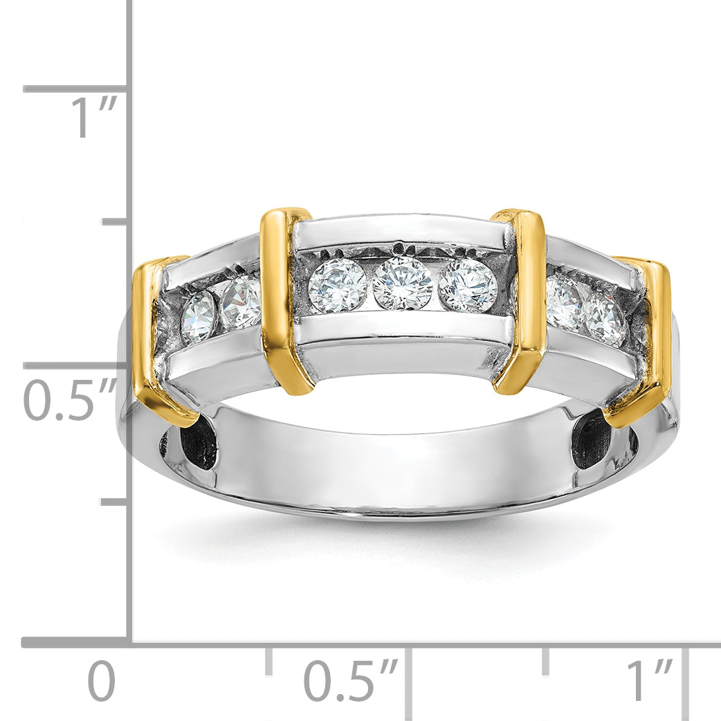 14k Two-tone Men's Polished 7-Stone 1/2 Carat AA Quality Diamond Ring - Sophia Jewelers