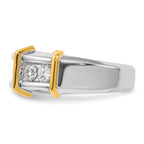 14k Two-tone Mens Polished 7-Stone Ring Mounting, Mounting Only - Sophia Jewelers