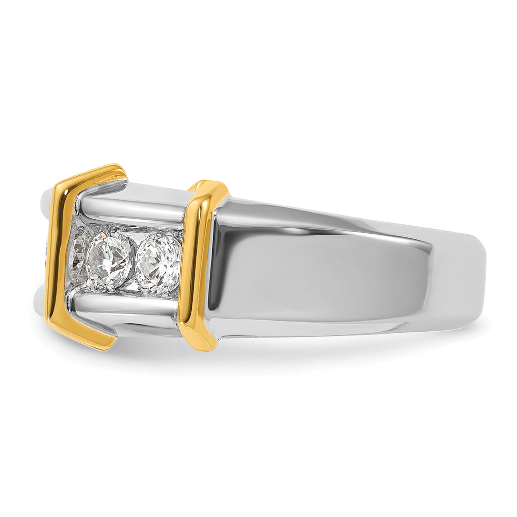 14k Two-tone Men's Polished 7-Stone 1 Carat AA Quality Diamond Ring - Sophia Jewelers