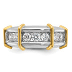 14k Two-tone Mens Polished 7-Stone Ring Mounting, Mounting Only - Sophia Jewelers