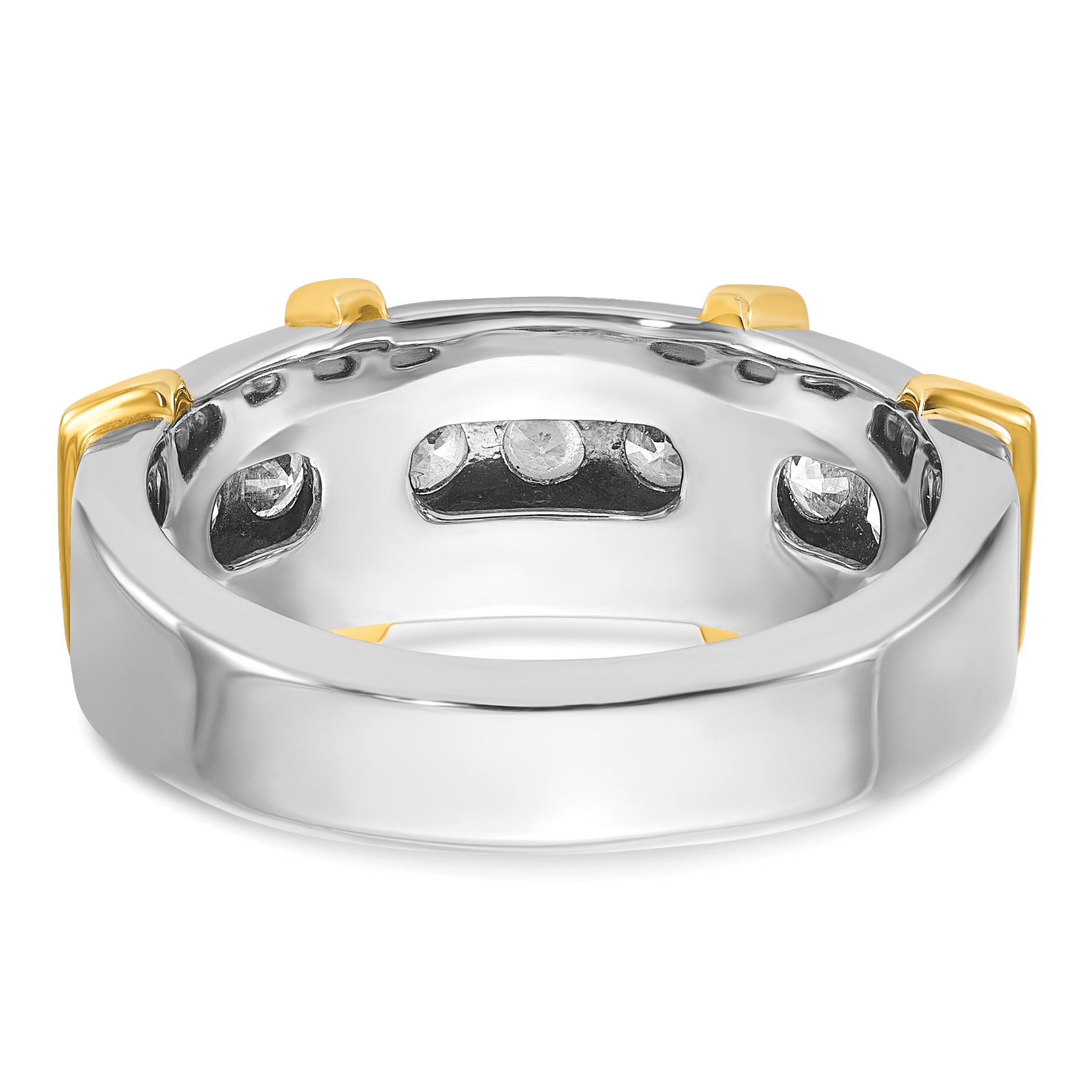 14k Two-tone Men's Polished 7-Stone 1 Carat AA Quality Diamond Ring - Sophia Jewelers