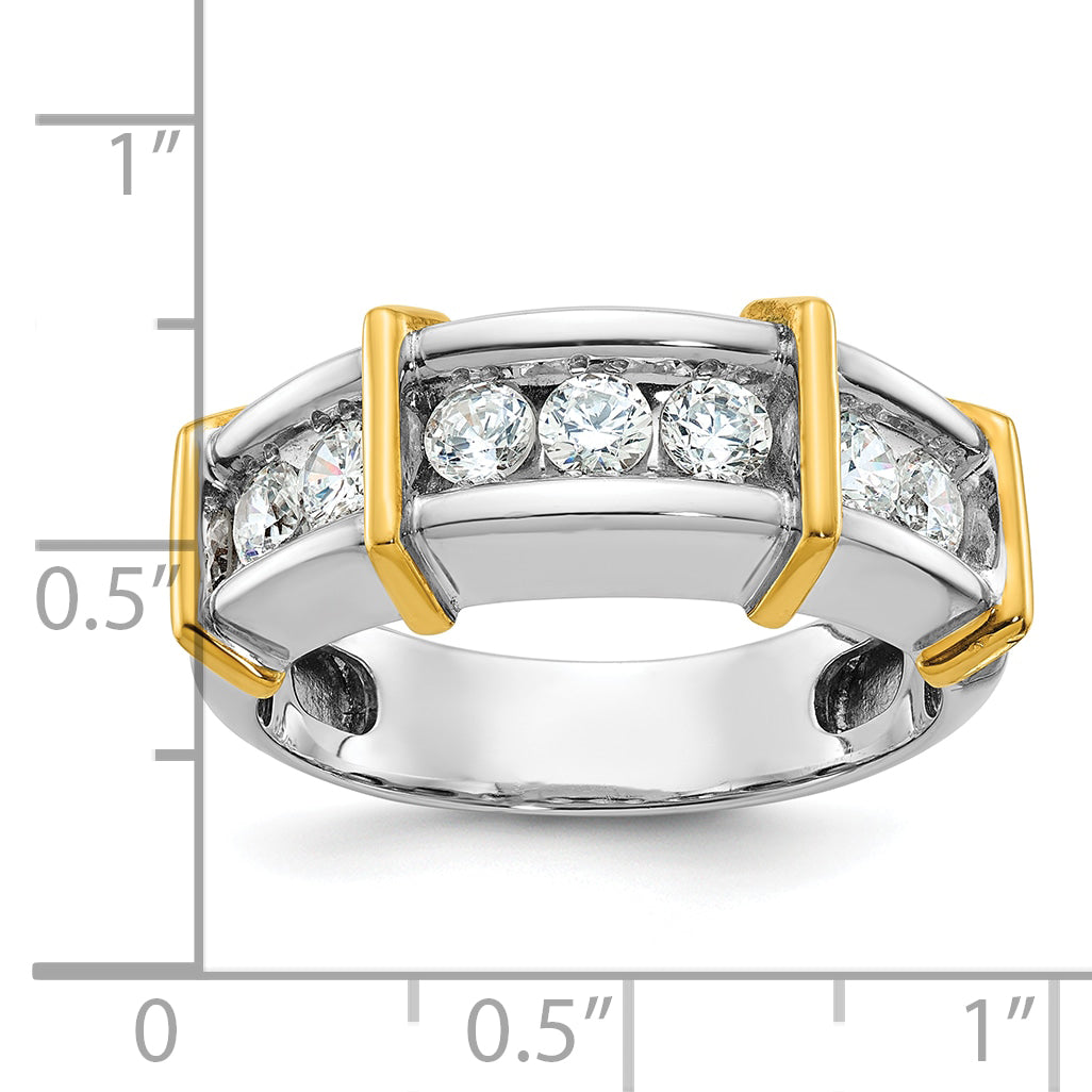 14k Two-tone Men's Polished 7-Stone 1 Carat AA Quality Diamond Ring Secondary image