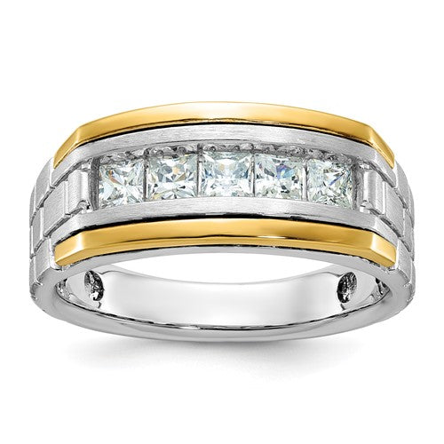 Men's Five-Stone Lab-Grown Diamond Ring in 14K Two-Tone Gold, 3.3mm (1 ct. tw.), Size 10 - Sophia Jewelers Main image