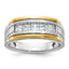 14k Two-tone Men's Polished Satin and Grooved Square 5-Stone Ring Mounting, Mounting Only - Sophia Jewelers