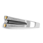 14k Two-tone with Black Rhodium Men's Polished Satin and Grooved 5-Stone 1/4 Carat AA Quality Diamon - Sophia Jewelers