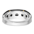 14k Two-tone with Black Rhodium Men's Polished Satin and Grooved 5-Stone 1/4 Carat AA Quality Diamon - Sophia Jewelers