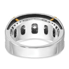 14k Two-tone Men's Polished Satin and Grooved 5-Stone Ring Mounting, Mounting Only - Sophia Jewelers