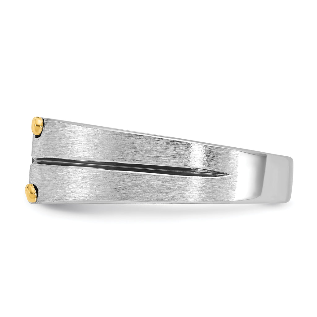 14k Two-tone Mens Polished and Satin Diamond Ring Mounting, Mounting Only - Sophia Jewelers