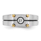 14k Two-tone Mens Polished and Satin 1/5 carat Diamond Complete Ring - Sophia Jewelers