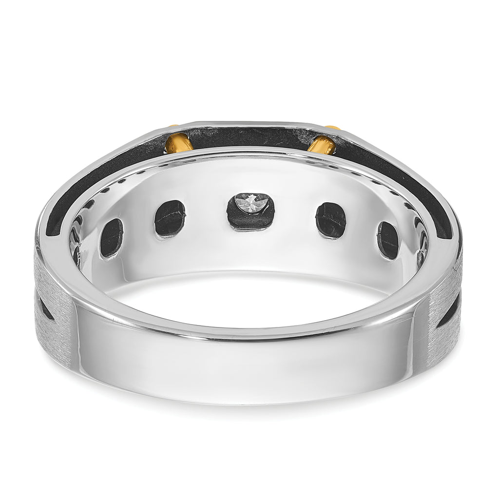 14k Two-tone Mens Polished and Satin 1/5 carat Diamond Complete Ring - Sophia Jewelers