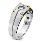 14k Two-tone Mens Polished and Satin 1/5 carat Diamond Complete Ring - Sophia Jewelers