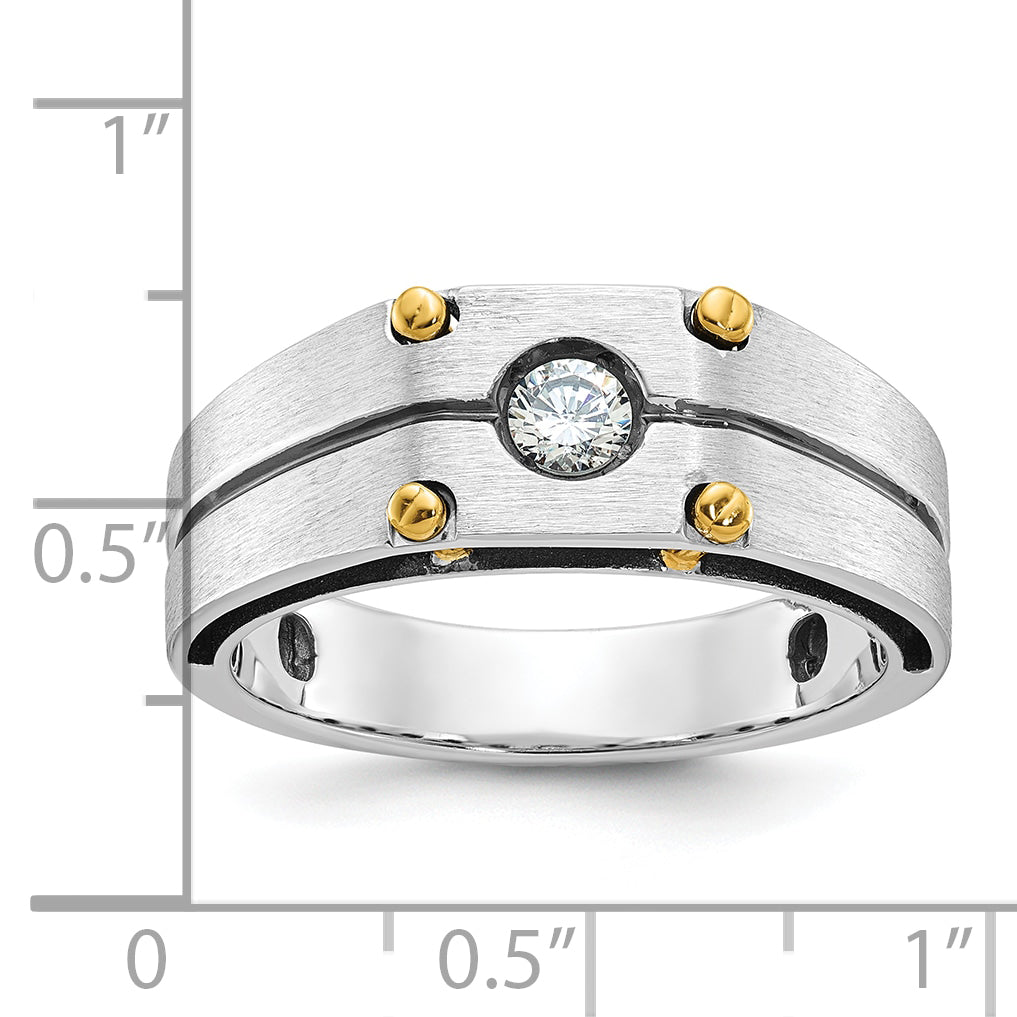 14k Two-tone Mens Polished and Satin Diamond Ring Mounting, Mounting Only - Sophia Jewelers