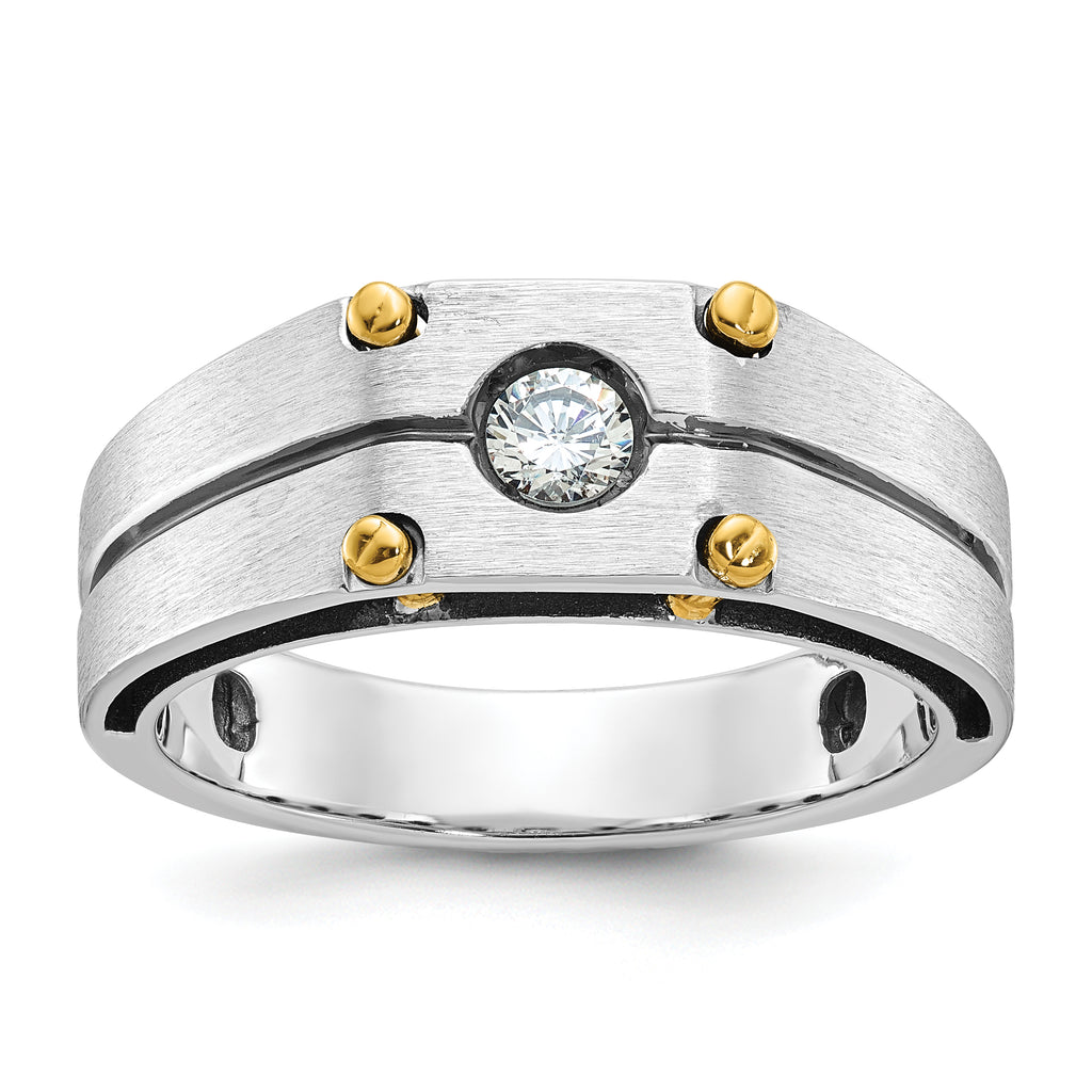 14k Two-tone Mens Polished and Satin Diamond Ring Mounting, Mounting Only - Sophia Jewelers