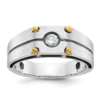 14k Two-tone Mens Polished and Satin Diamond Ring Mounting, Mounting Only - Sophia Jewelers