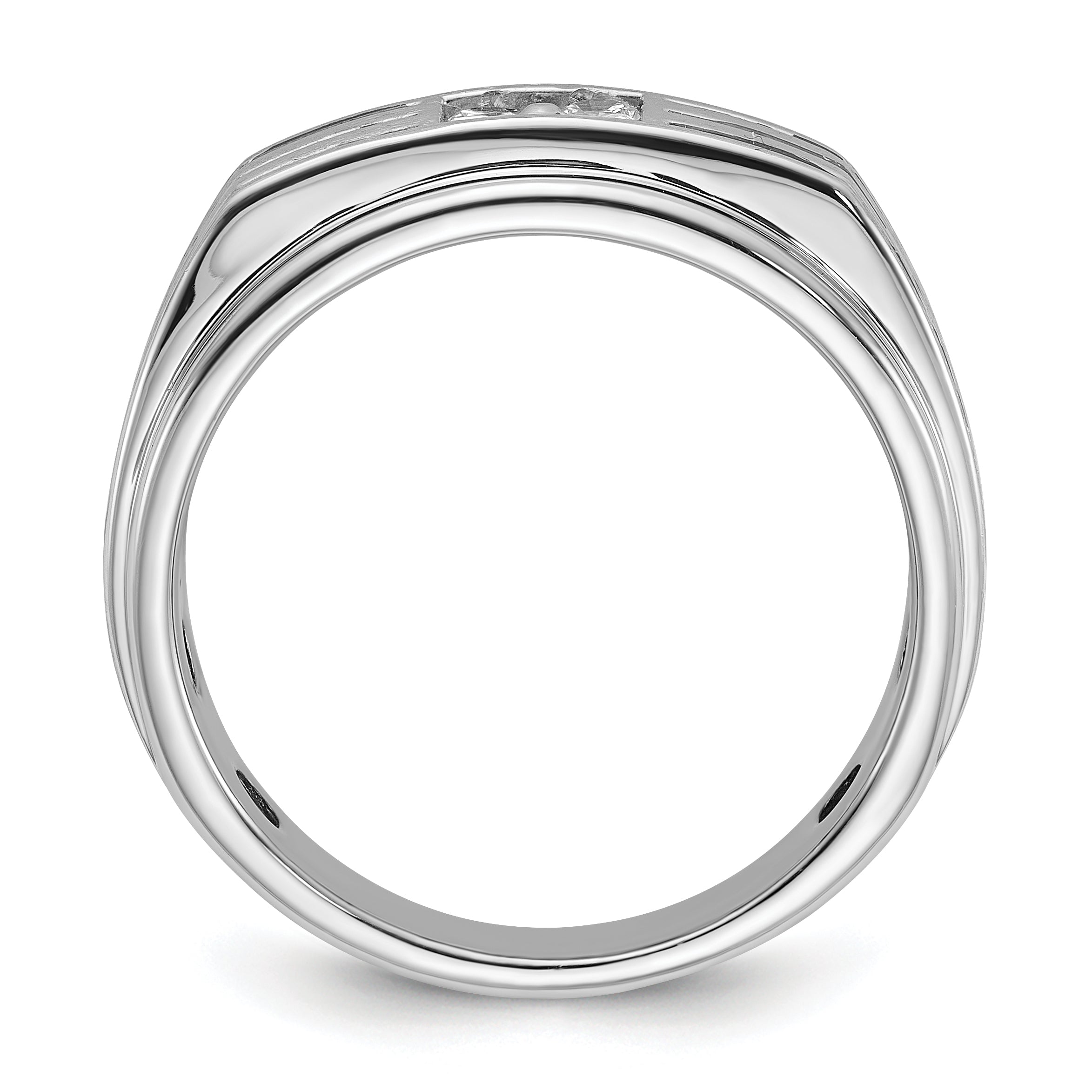 14k White Gold with Black Rhodium 1/3 carat Lab Grown Diamond VS/SI+ G+ Complete Polished and Grooved Men's Ring Secondary image