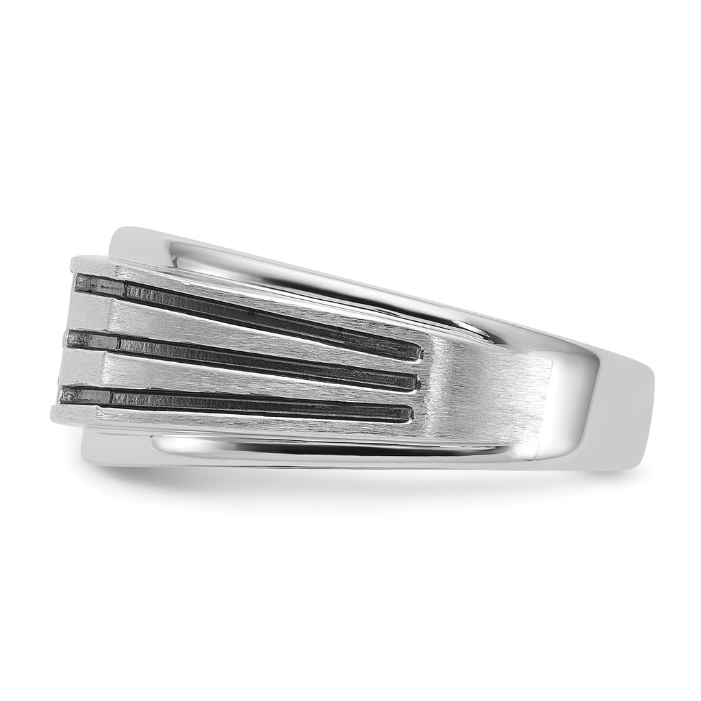 14k White Gold with Black Rhodium 1/3 carat Lab Grown Diamond VS/SI+ G+ Complete Polished and Grooved Men's Ring