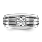 14k White Gold with Black Rhodium 1/3 carat Lab Grown Diamond VS/SI+ G+ Complete Polished and Grooved Men's Ring