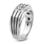 14k White Gold with Black Rhodium 1/3 carat Lab Grown Diamond VS/SI+ G+ Complete Polished and Grooved Men's Ring