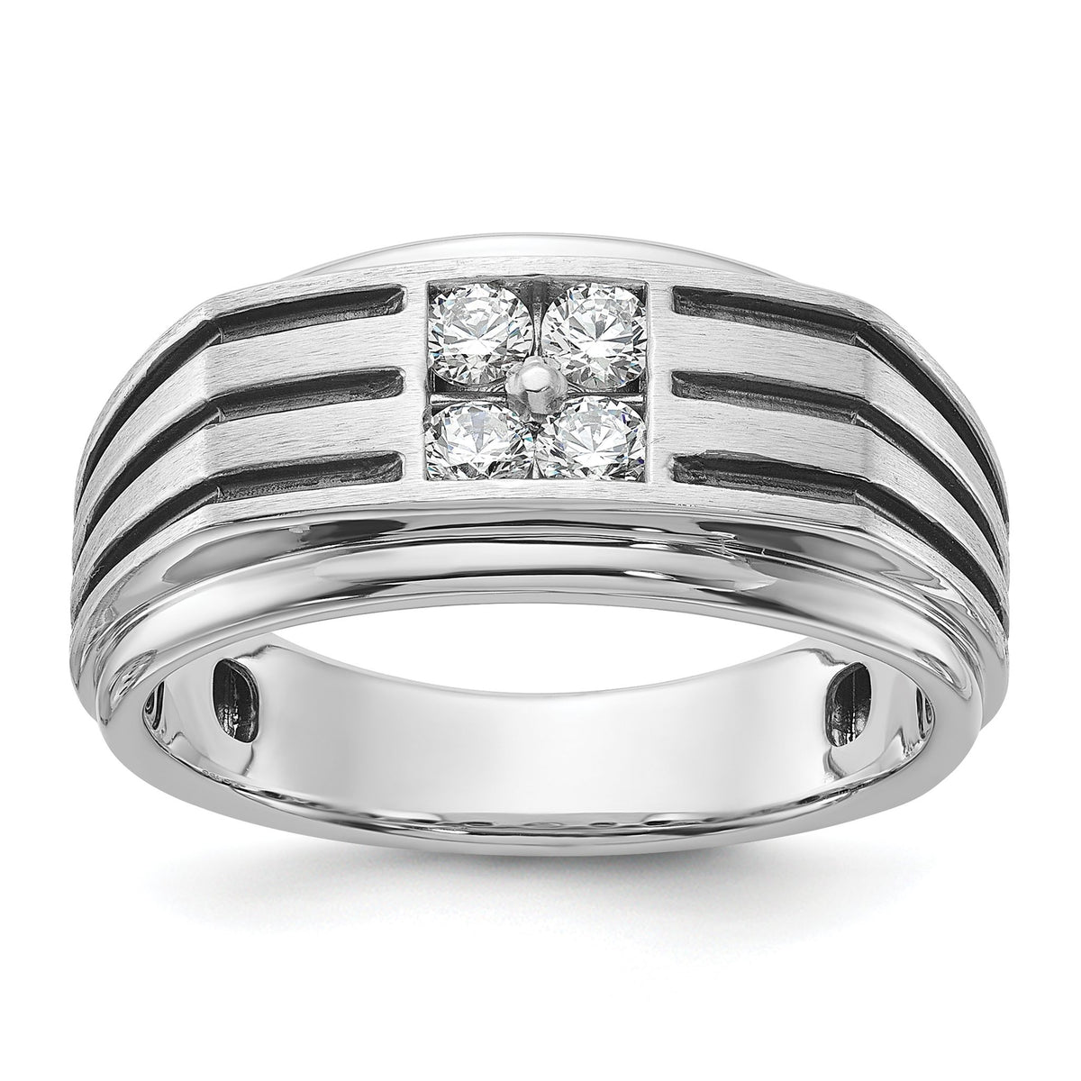 Men's Black Lab-Grown Diamond Ring in 14K White Gold (1/3 ct. tw.), Size 10 - Sophia Jewelers Main image