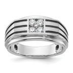 14k White Gold with Black Rhodium 1/3 carat Lab Grown Diamond VS/SI+ G+ Complete Polished and Grooved Men's Ring