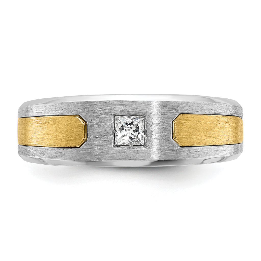 14k Two-tone Mens Polished and Satin Diamond Ring Mounting, Mounting Only - Sophia Jewelers
