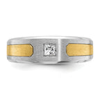 14k Two-tone Mens Polished and Satin 1/5 carat Diamond Complete Ring - Sophia Jewelers