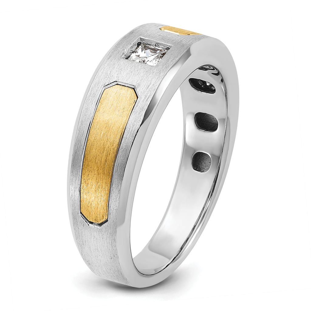 14k Two-tone Mens Polished and Satin Diamond Ring Mounting, Mounting Only - Sophia Jewelers