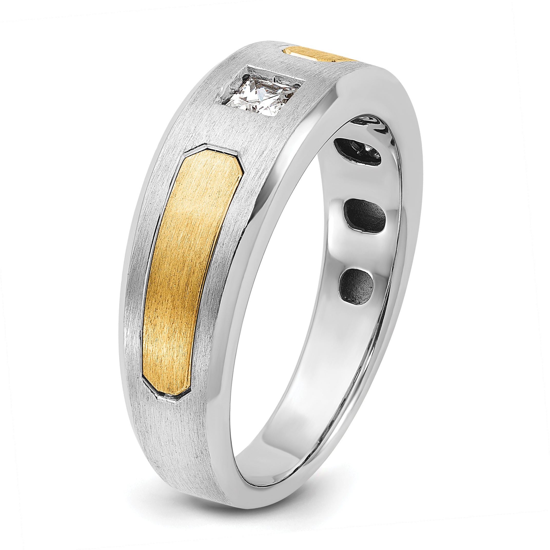 14k Two-tone Mens Polished and Satin Diamond Ring Mounting, Mounting Only - Sophia Jewelers