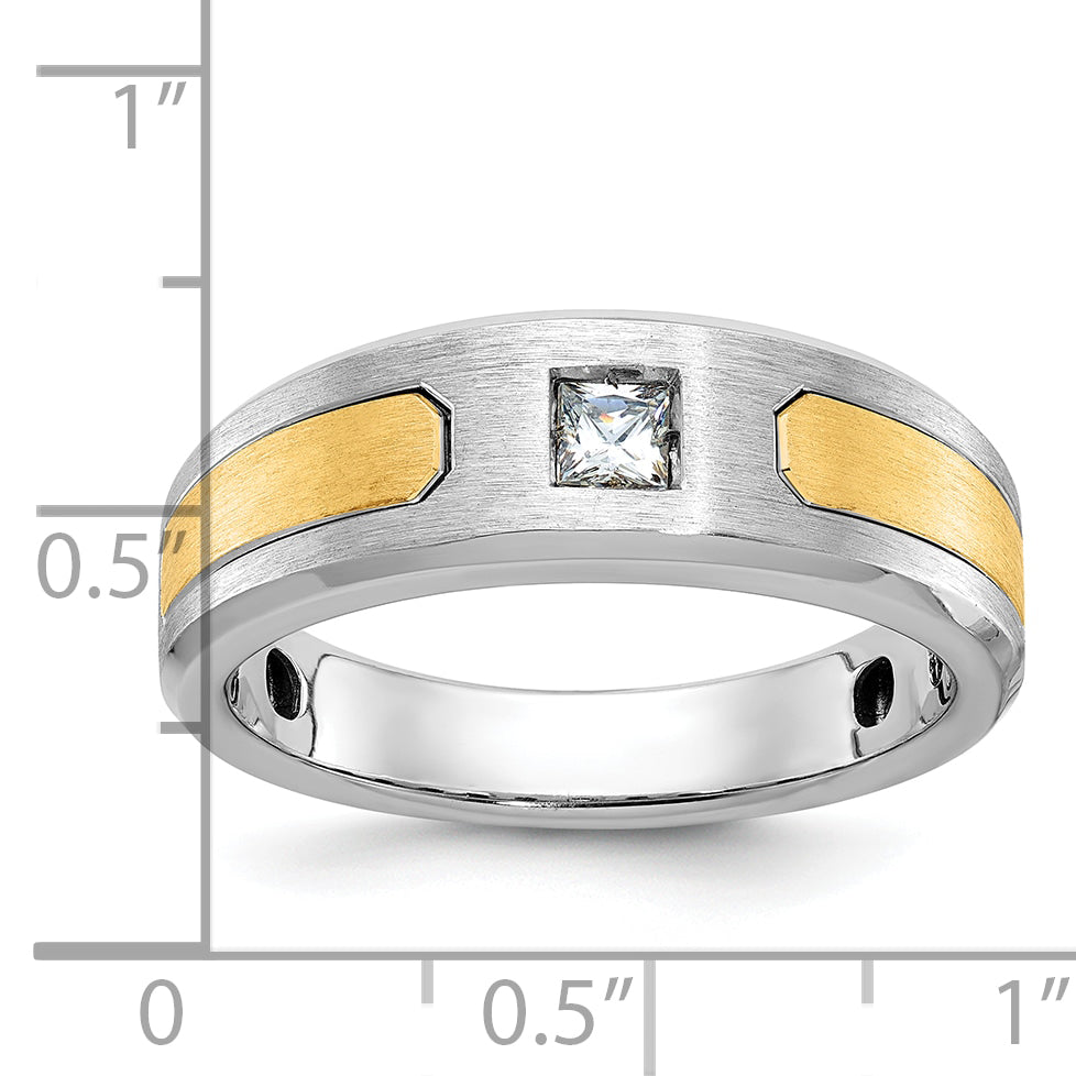14k Two-tone Mens Polished and Satin Diamond Ring Mounting, Mounting Only - Sophia Jewelers