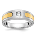 14k Two-tone Mens Polished and Satin 1/5 carat Diamond Complete Ring - Sophia Jewelers