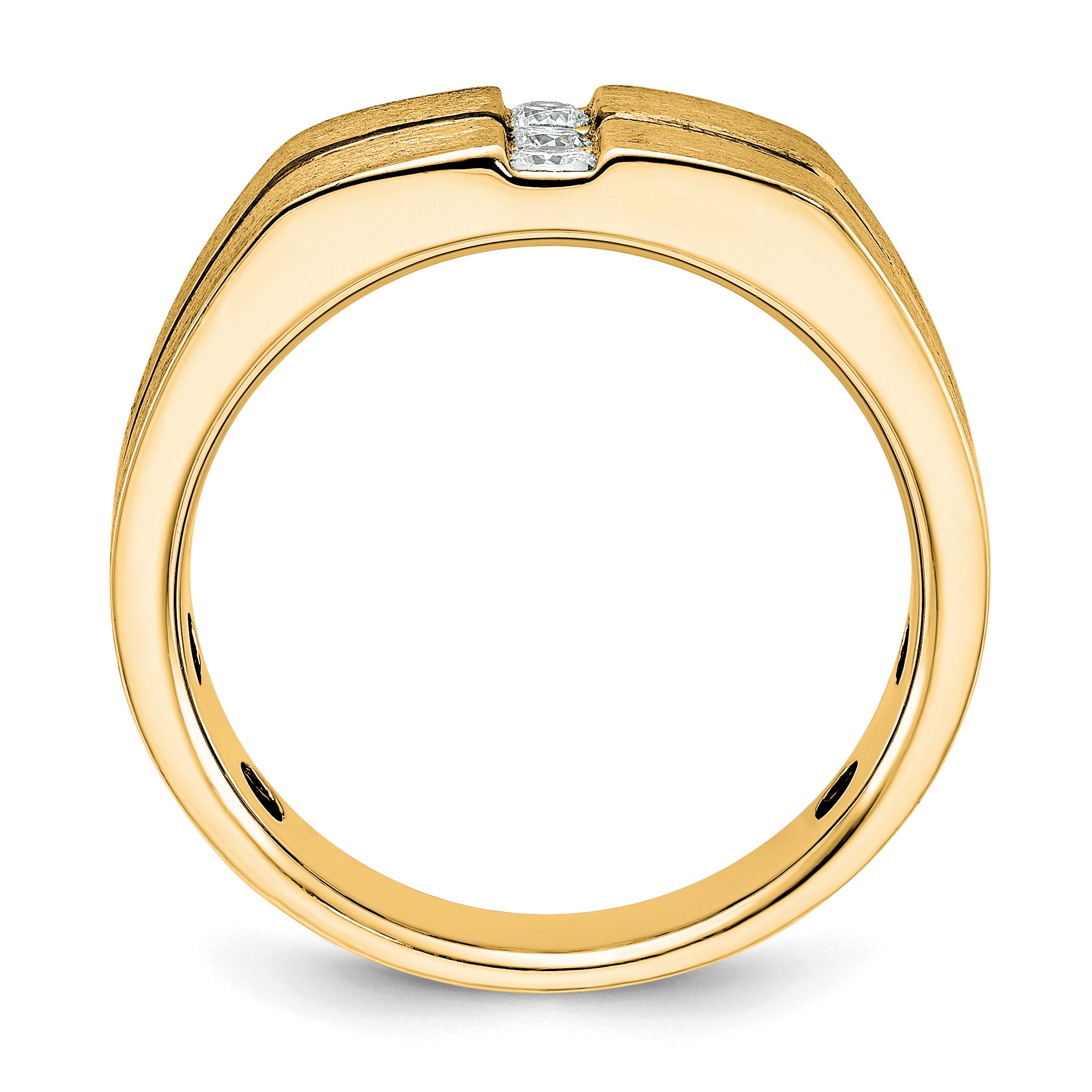 10k White Gold with Black Rhodium Men's Satin and Grooved 3-Stone 1/5 Carat A Quality Diamond Ring Secondary image
