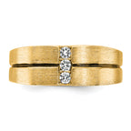10k White Gold with Black Rhodium Men's Satin and Grooved 3-Stone 1/5 Carat A Quality Diamond Ring
