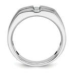 14k White Gold Men's Satin and Grooved 3-Stone Ring Mounting - Sophia Jewelers