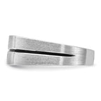 14k White Gold Satin and Grooved Three Stone Men's Ring Mounting, Mounting Only - Sophia Jewelers