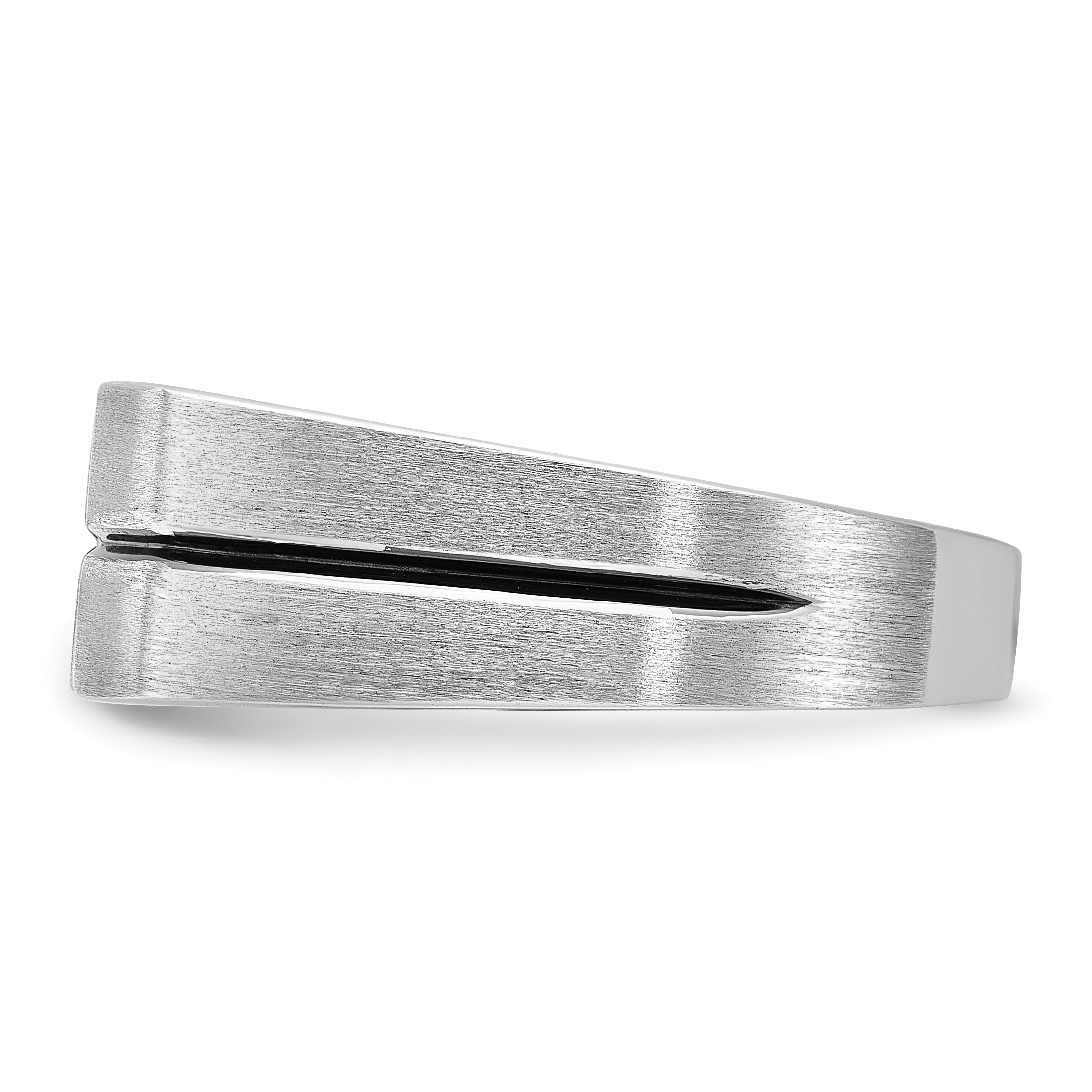 14k White Gold Satin and Grooved Three Stone Men's Ring Mounting, Mounting Only - Sophia Jewelers