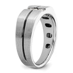 14k White Gold Satin and Grooved Three Stone Men's Ring Mounting, Mounting Only - Sophia Jewelers