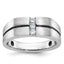 14k White Gold Satin and Grooved Three Stone Men's Ring Mounting, Mounting Only - Sophia Jewelers