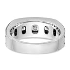 14k White Gold Men's Polished Satin and Grooved Square 5-Stone Ring Mounting, Mounting Only - Sophia Jewelers