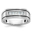 14k White Gold Men's Polished Satin and Grooved Square 5-Stone Ring Mounting, Mounting Only - Sophia Jewelers