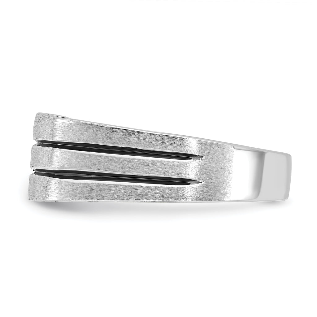 14k White Gold Mens Polished and Satin Diamond Ring Mounting, Mounting Only - Sophia Jewelers