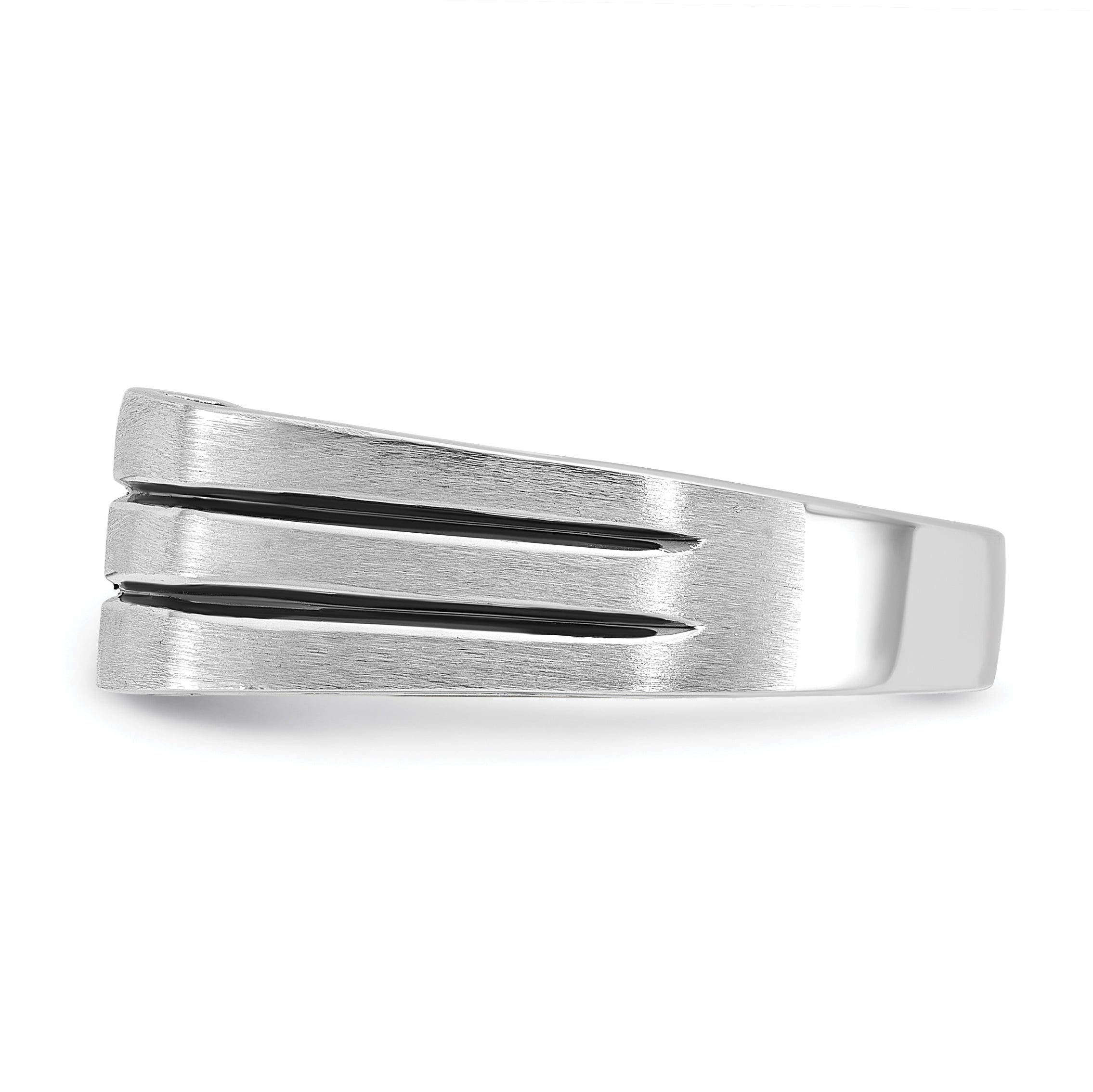 14k White Gold with Black Rhodium Mens Satin 1/3 carat Diamond Complete Ring - Sophia Jewelers