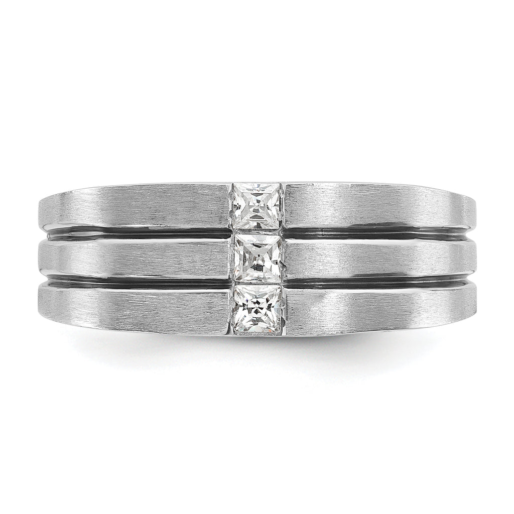 14k White Gold Mens Polished and Satin Diamond Ring Mounting, Mounting Only - Sophia Jewelers