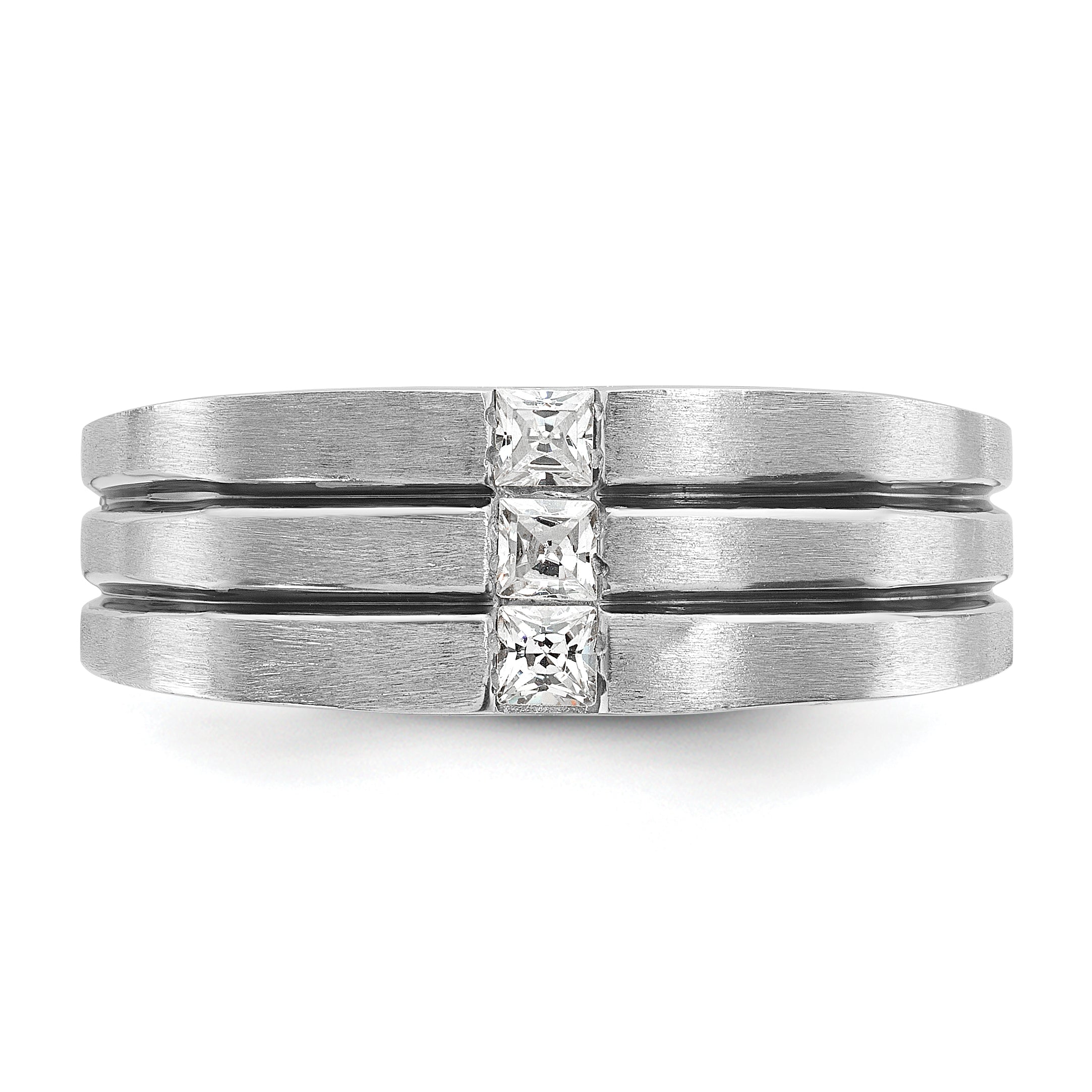 14k White Gold Mens Polished and Satin Diamond Ring Mounting, Mounting Only - Sophia Jewelers