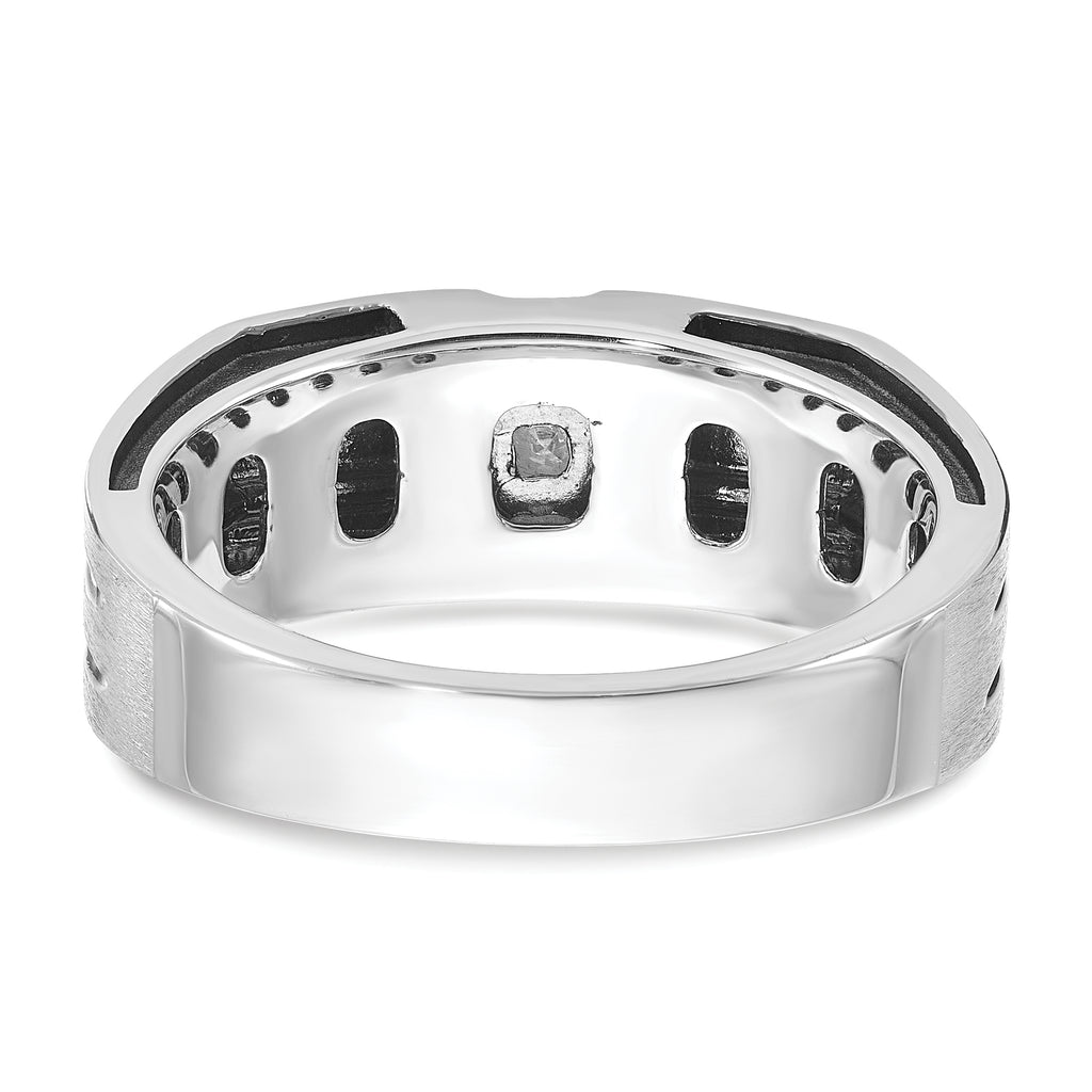 14k White Gold Mens Polished and Satin Diamond Ring Mounting, Mounting Only - Sophia Jewelers