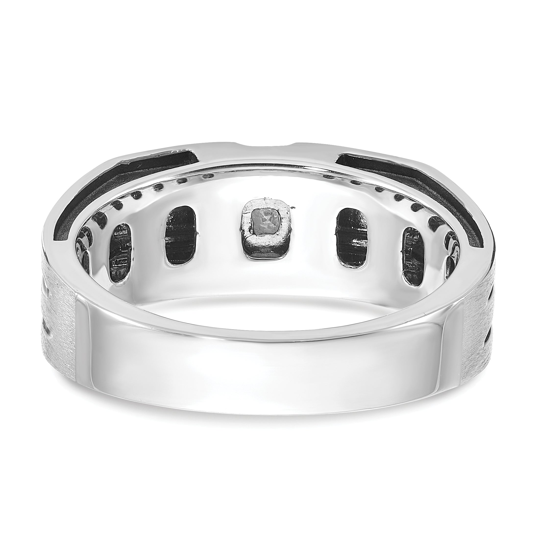 14k White Gold Mens Polished and Satin Diamond Ring Mounting, Mounting Only - Sophia Jewelers