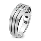 14k White Gold with Black Rhodium Mens Satin 1/3 carat Diamond Complete Ring - Sophia Jewelers