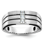 14k White Gold with Black Rhodium Mens Satin 1/3 carat Diamond Complete Ring - Sophia Jewelers
